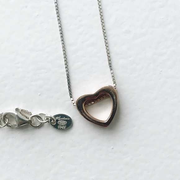 925 Sterling Silver Heart Necklace Dyadema Italy - Picture 12 of 15